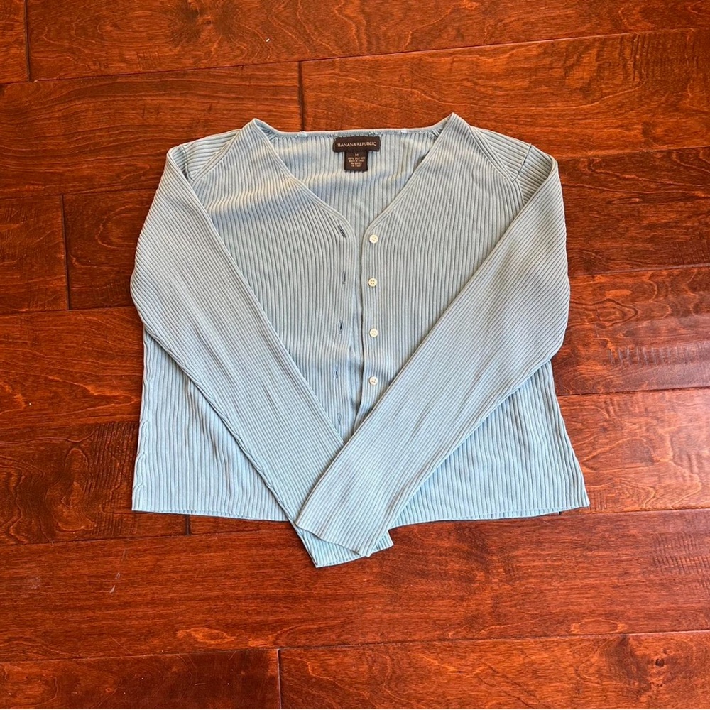 Blue Ribbed Cardigan - Picture 3 of 5
